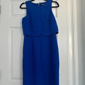 Karl Lagerfeld Blue Sleeveless Dress with Scallop Detail